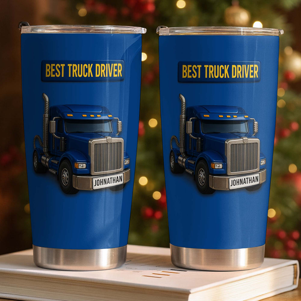 Personalized 20oz Stainless Steel Tumbler Custom Name Gift for Truck Driver 20oz Tumbler GradoCreations