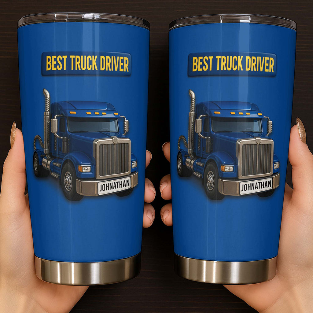 Personalized 20oz Stainless Steel Tumbler Custom Name Gift for Truck Driver 20oz Tumbler GradoCreations