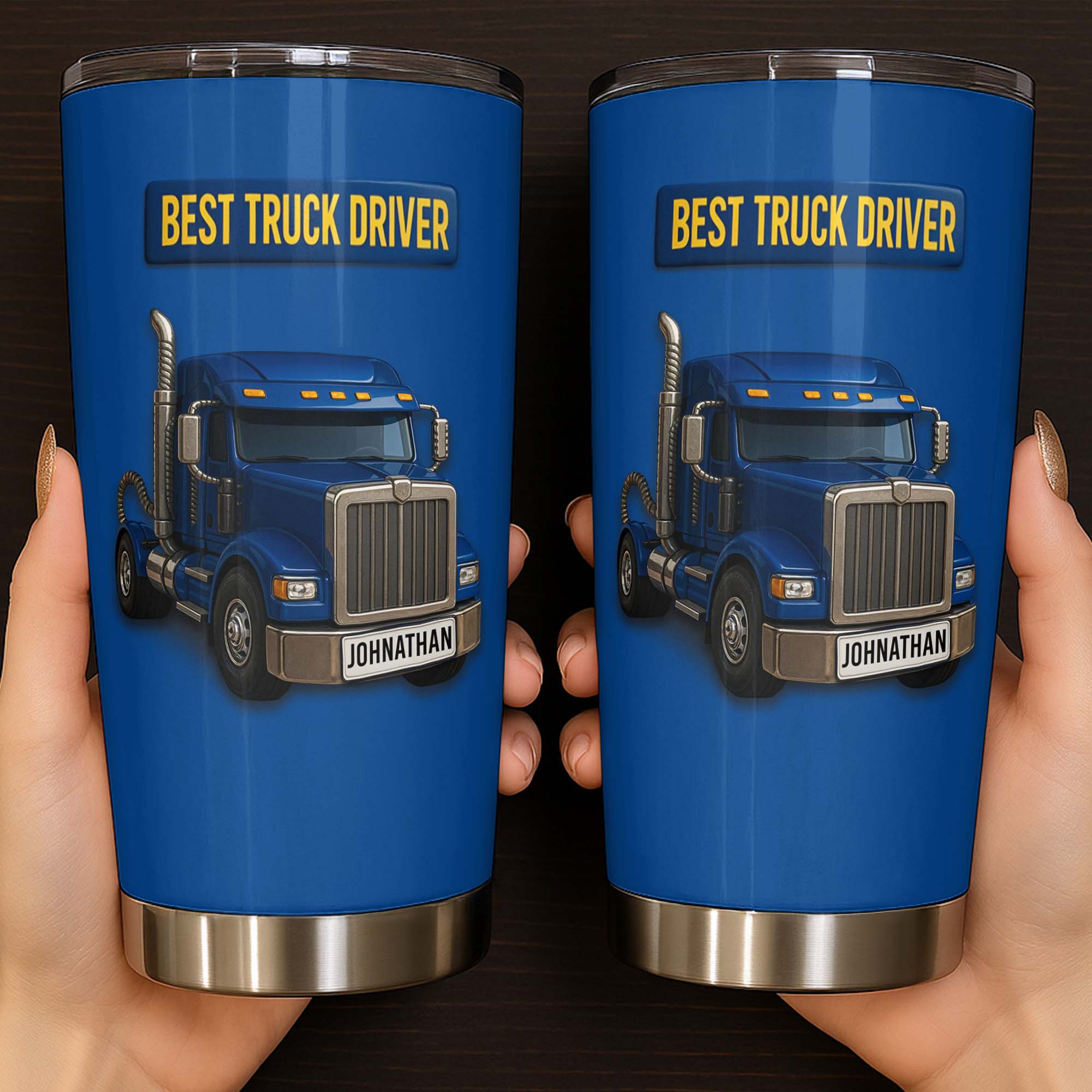 Personalized 20oz Stainless Steel Tumbler Custom Name Gift for Truck Driver 20oz Tumbler GradoCreations