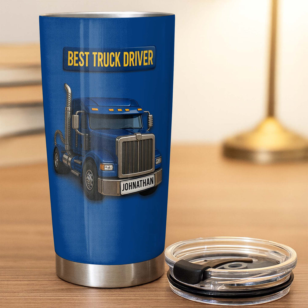 Personalized 20oz Stainless Steel Tumbler Custom Name Gift for Truck Driver 20oz Tumbler GradoCreations