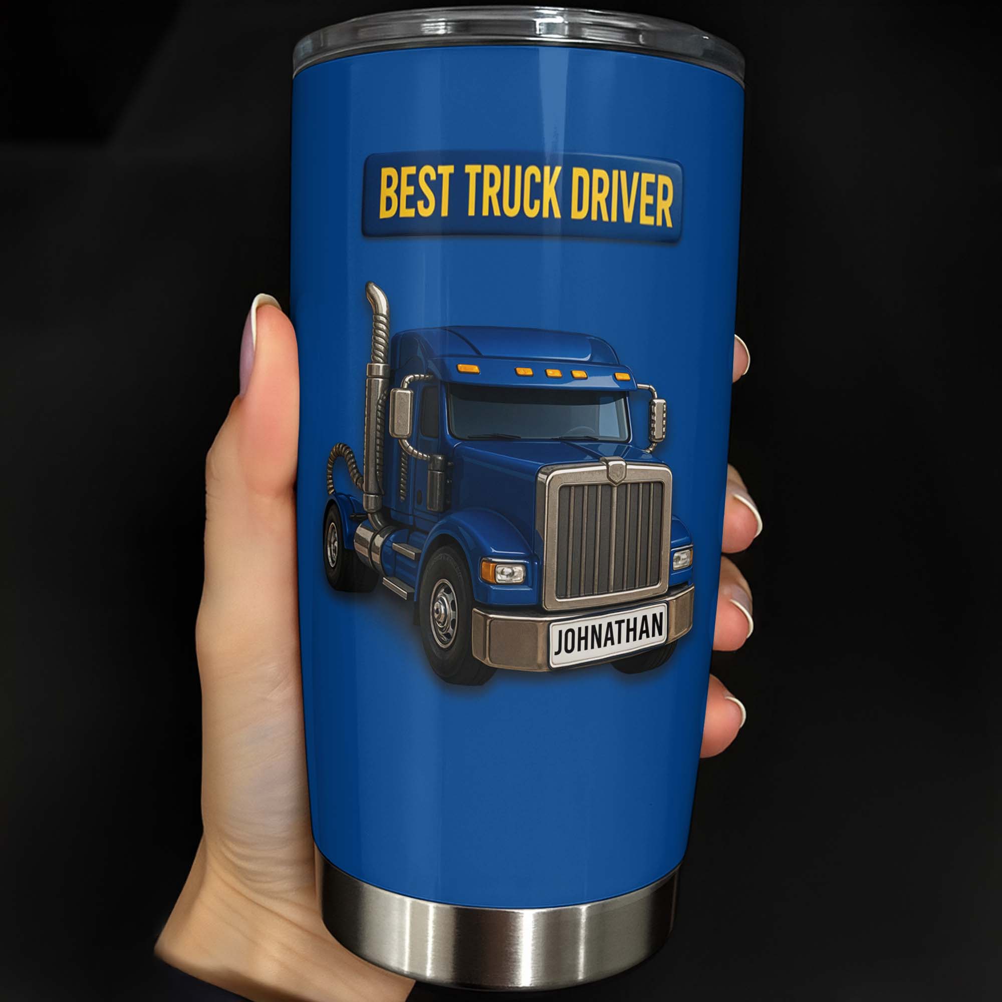 Personalized 20oz Stainless Steel Tumbler Custom Name Gift for Truck Driver 20oz Tumbler GradoCreations