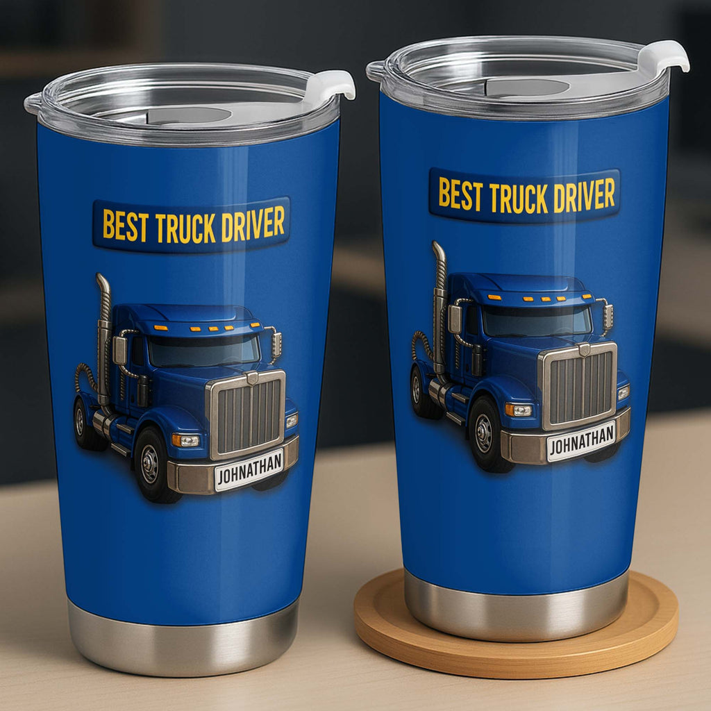Personalized 20oz Stainless Steel Tumbler Custom Name Gift for Truck Driver 20oz Tumbler GradoCreations