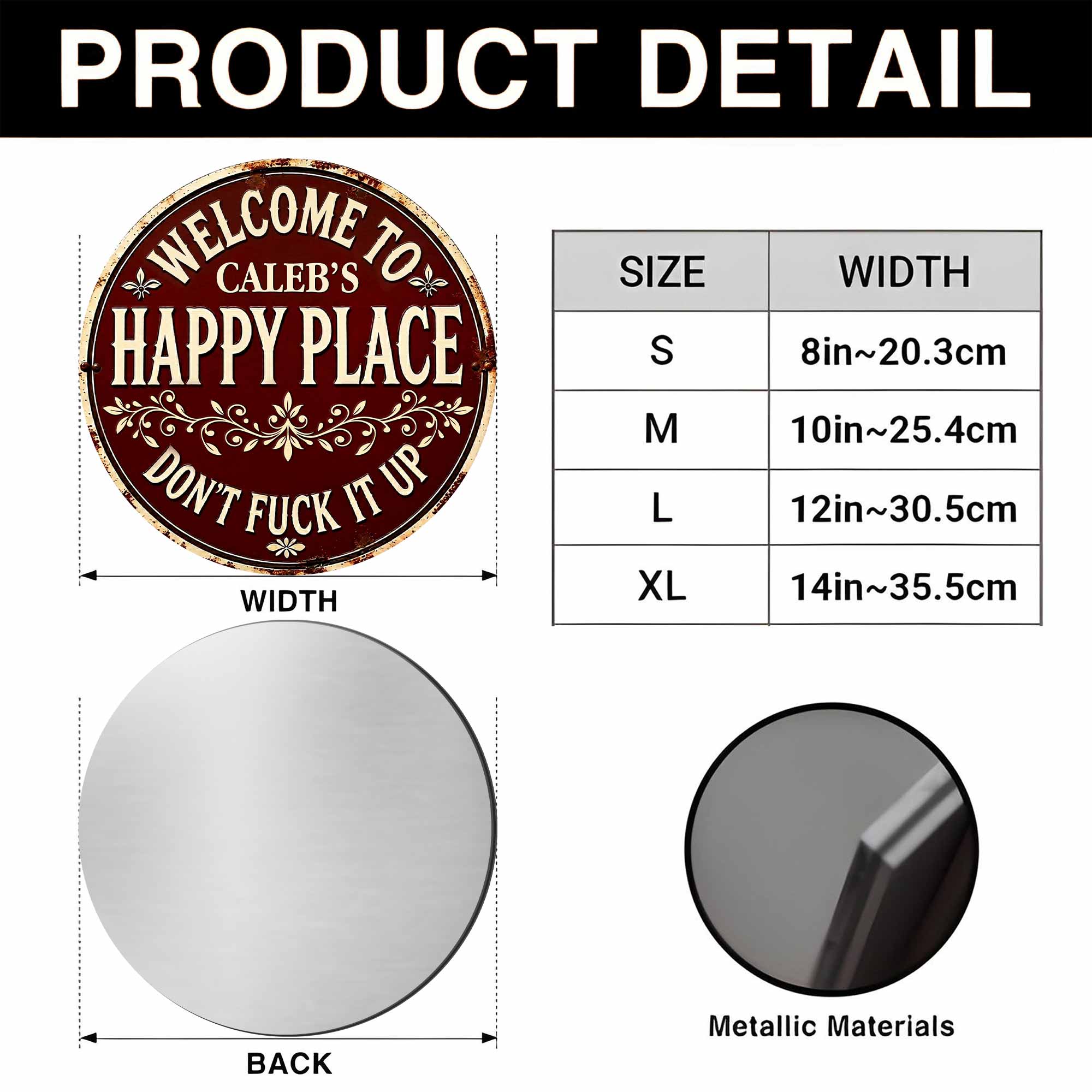 Personalized Custom Metal Sign Welcome to My Happy Place Gift Custom Shaped Metal Sign GradoCreations