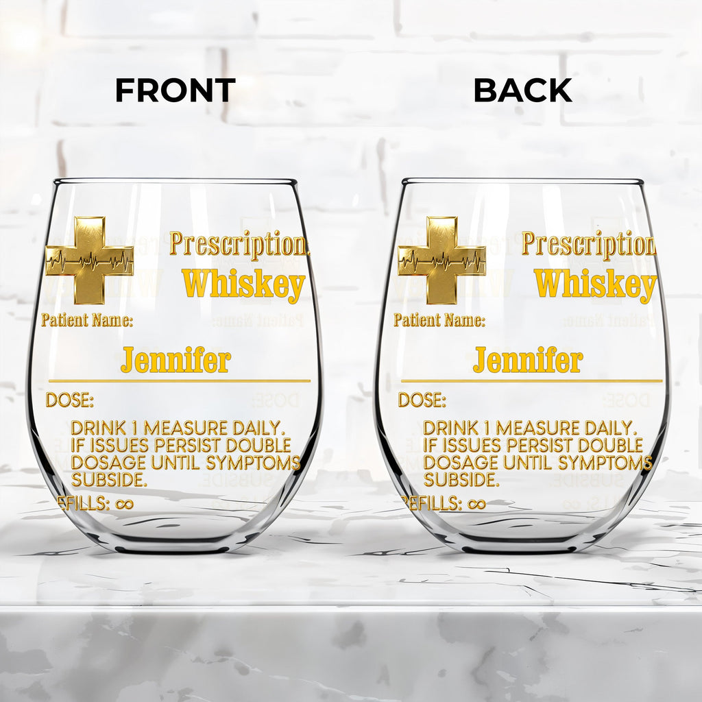 Personalized Stemless Wine Glass Custom Name Gift for Dad Wine Glasses GradoCreations