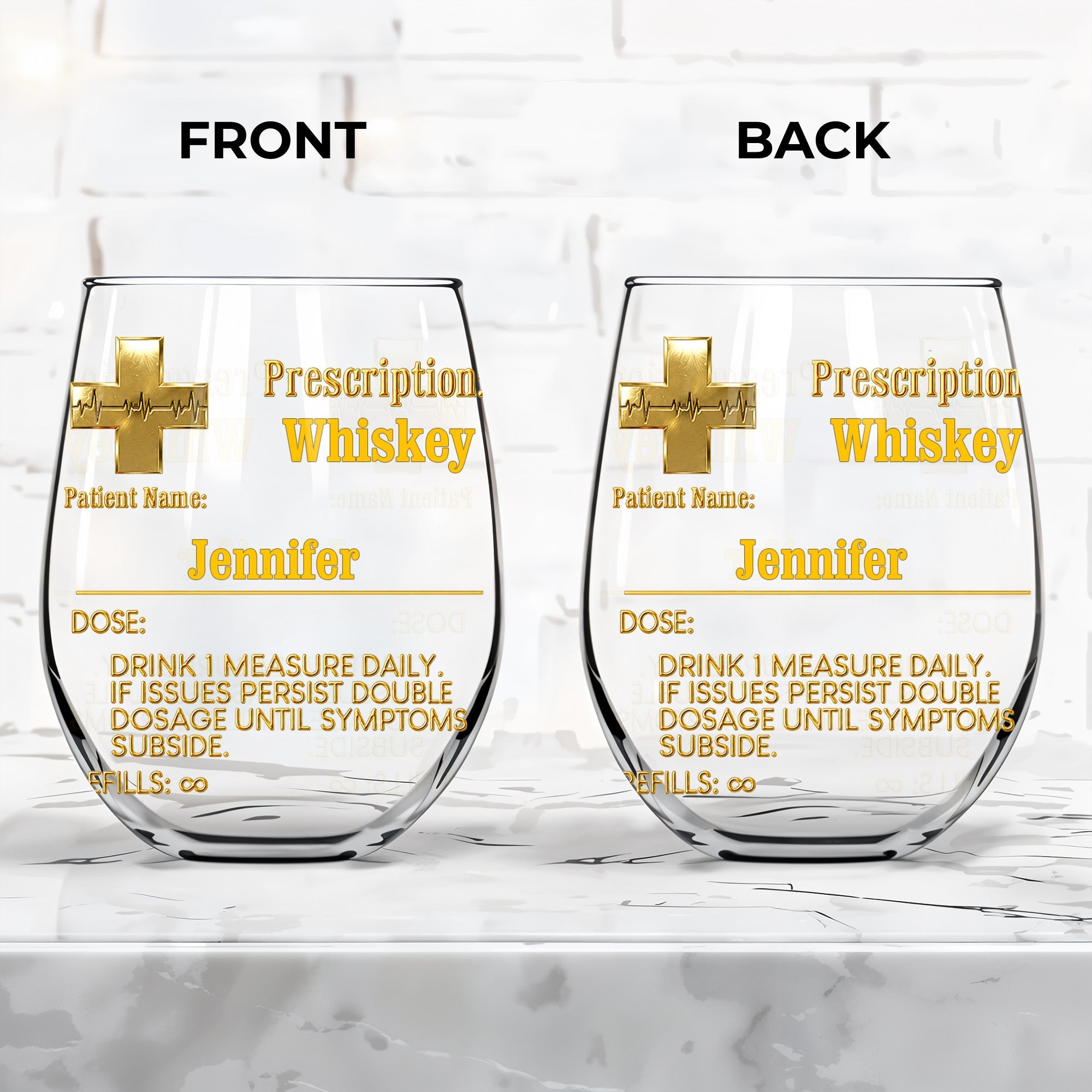 Personalized Stemless Wine Glass Custom Name Gift for Dad Wine Glasses GradoCreations