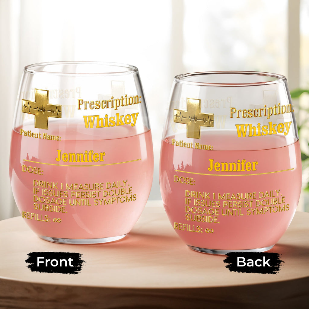 Personalized Stemless Wine Glass Custom Name Gift for Dad Wine Glasses GradoCreations