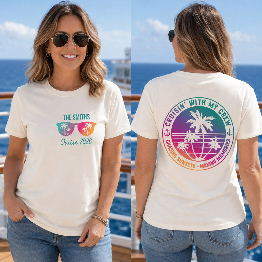 Personalized Family T-Shirt Custom Name Design Front & Back T-Shirt Font and Back GradoCreations