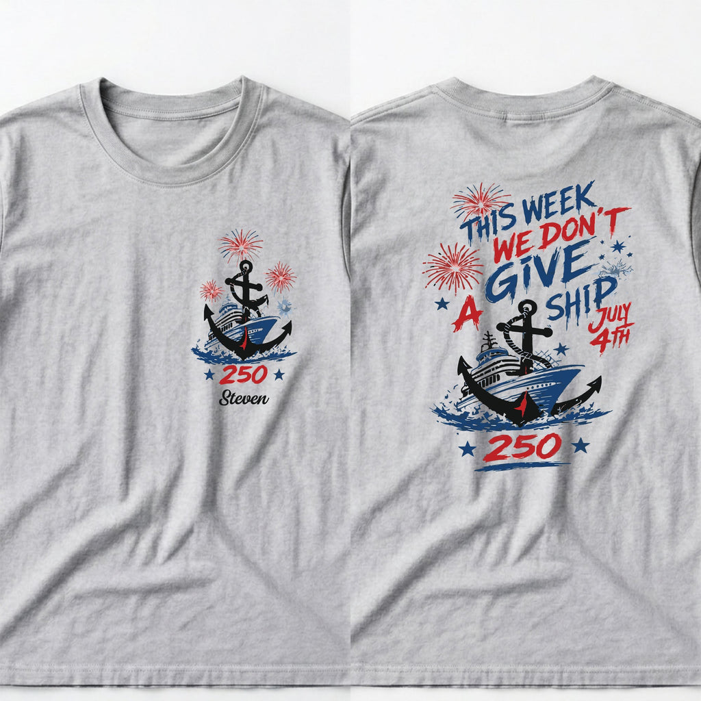 Personalized 4th of July T-Shirt Custom Name Anchor Gift T-Shirt Font and Back GradoCreations