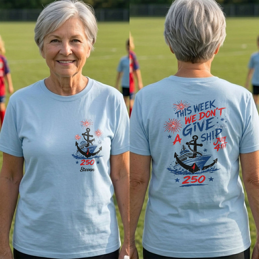 Personalized 4th of July T-Shirt Custom Name Anchor Gift T-Shirt Font and Back GradoCreations