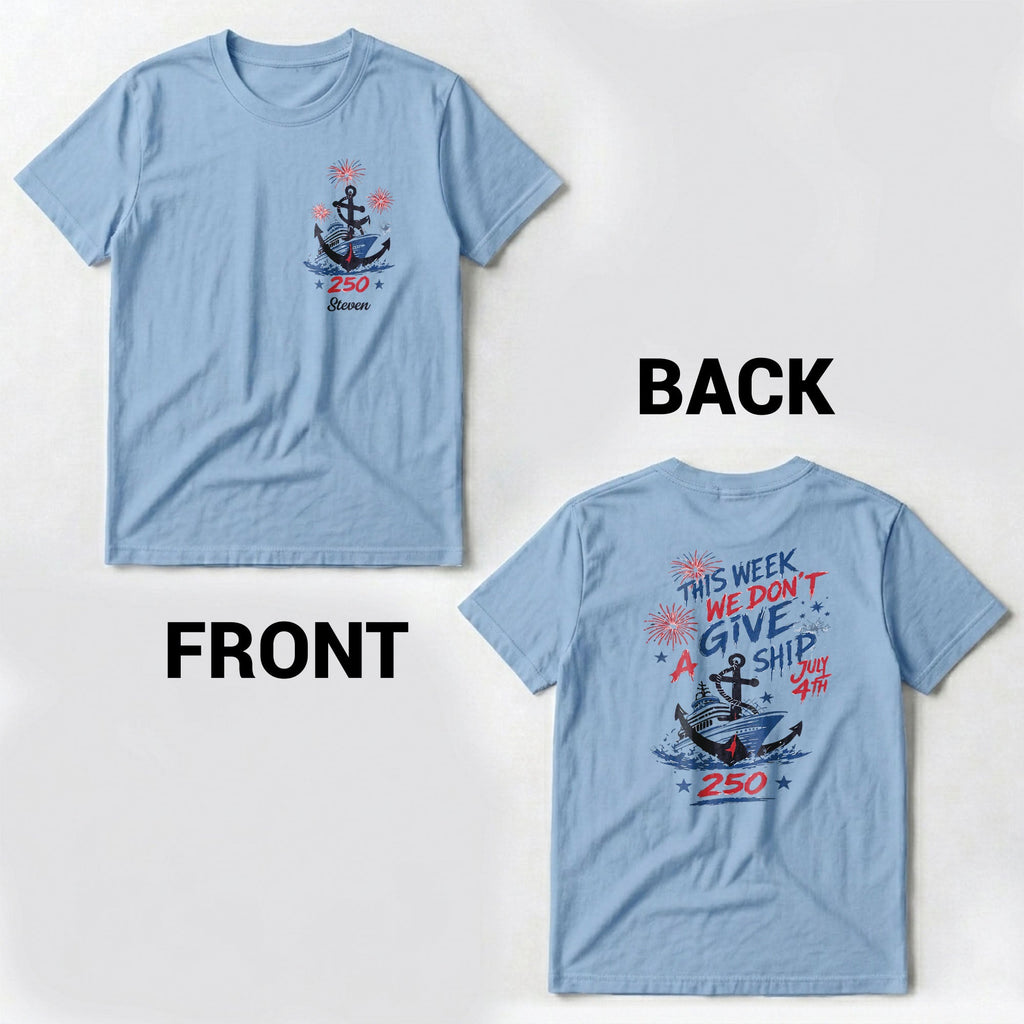 Personalized 4th of July T-Shirt Custom Name Anchor Gift T-Shirt Font and Back GradoCreations