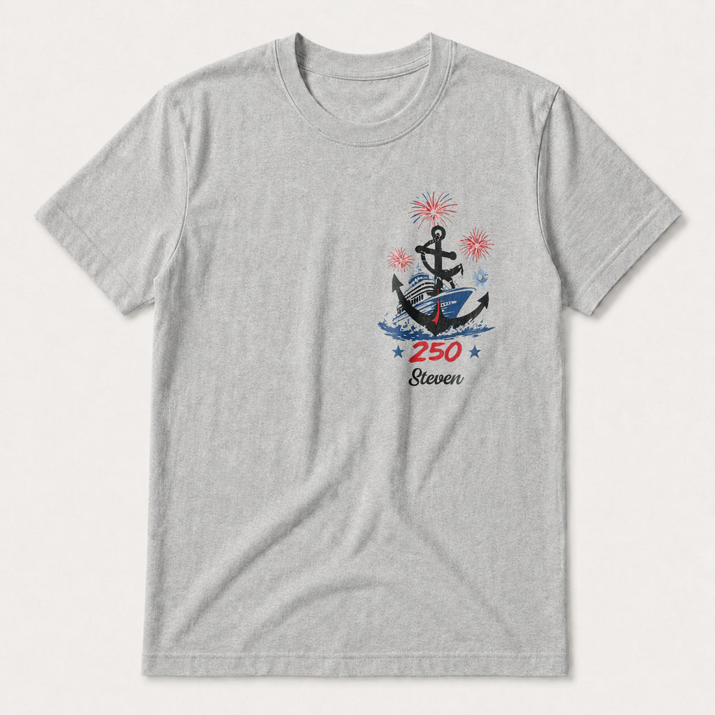 Personalized 4th of July T-Shirt Custom Name Anchor Gift T-Shirt Font and Back GradoCreations