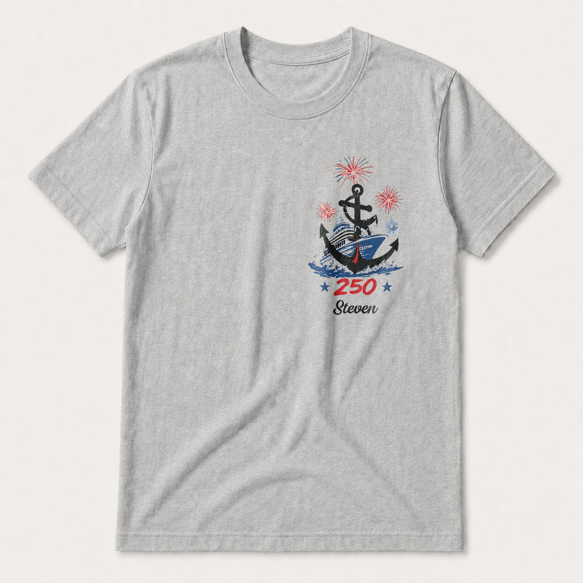 Personalized 4th of July T-Shirt Custom Name Anchor Gift T-Shirt Font and Back GradoCreations
