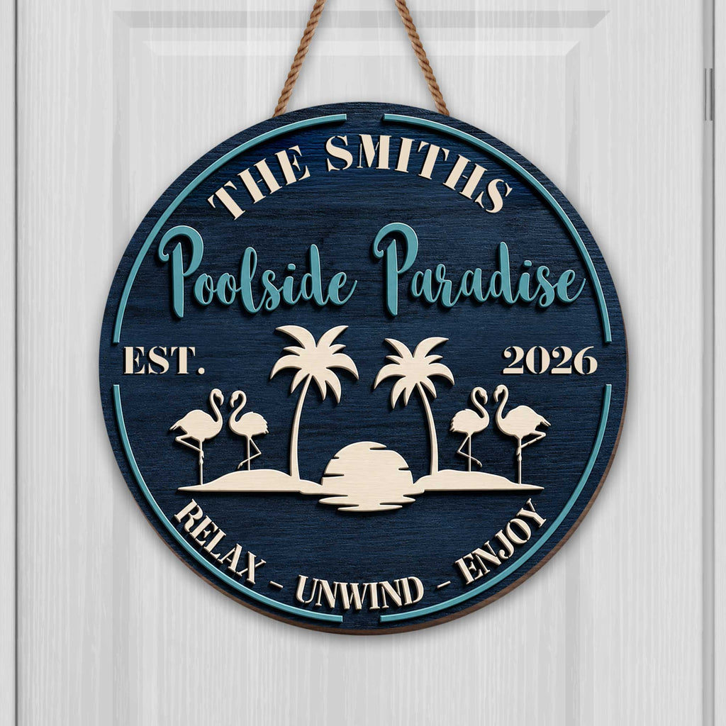 Personalized Wood Sign with Flamingos for Family Home Decor Wood Sign GradoCreations
