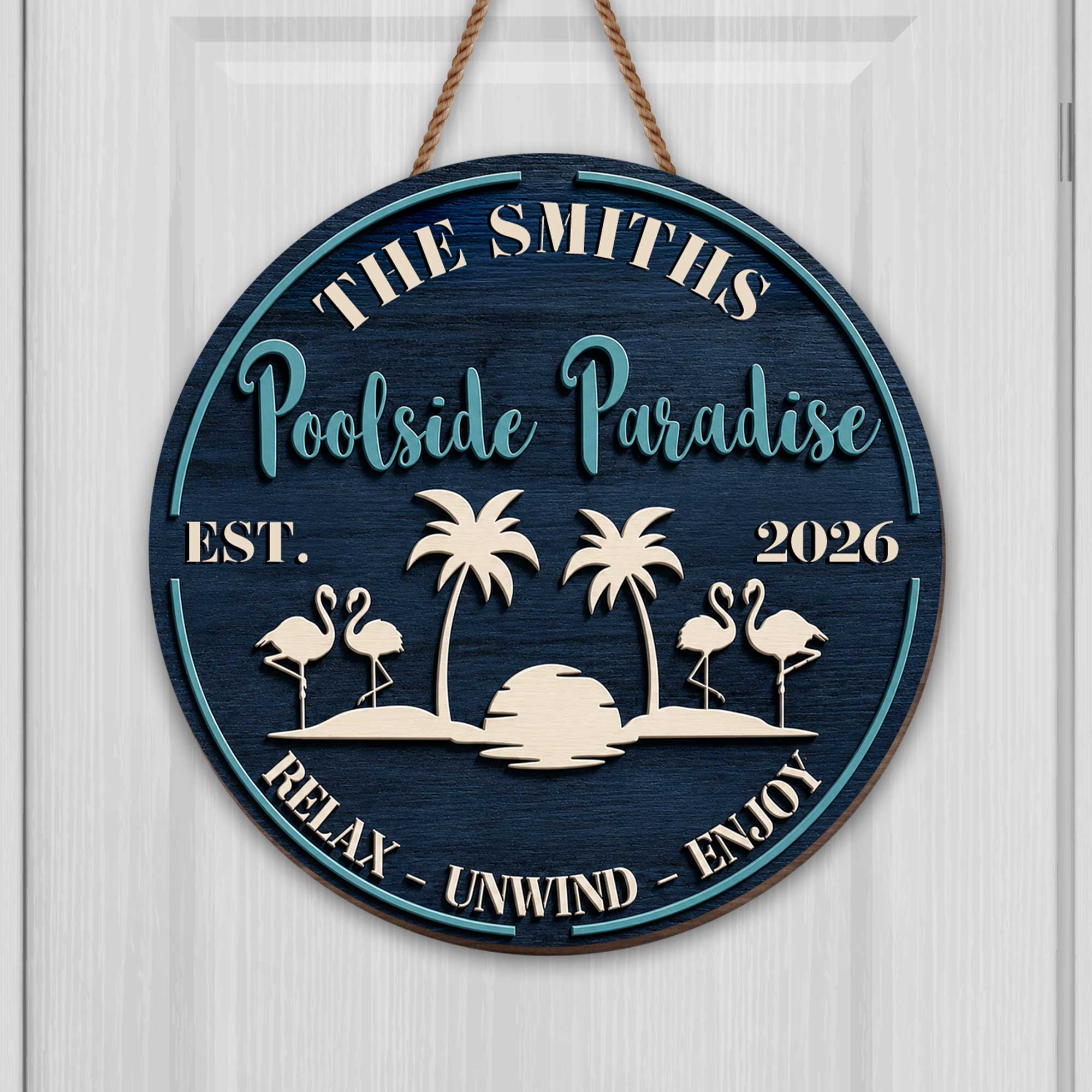 Personalized Wood Sign with Flamingos for Family Home Decor Wood Sign GradoCreations