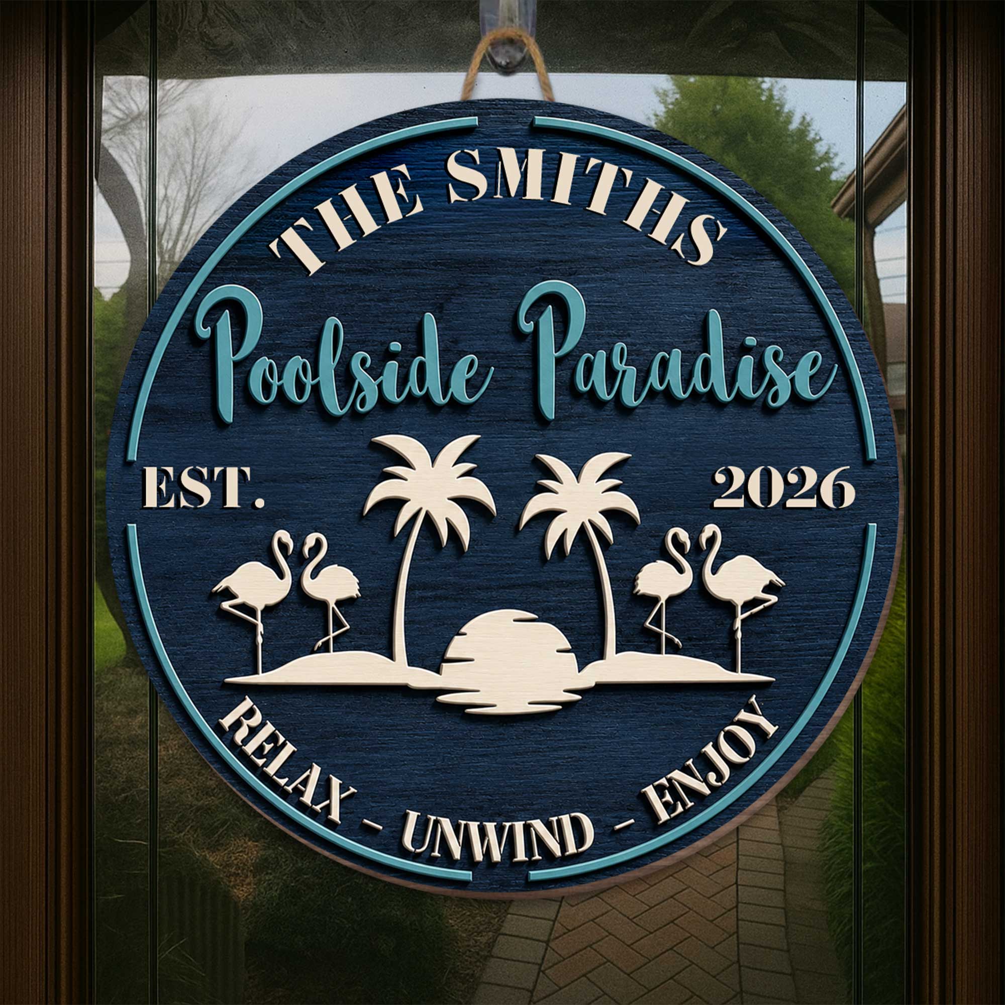 Personalized Wood Sign with Flamingos for Family Home Decor Wood Sign GradoCreations