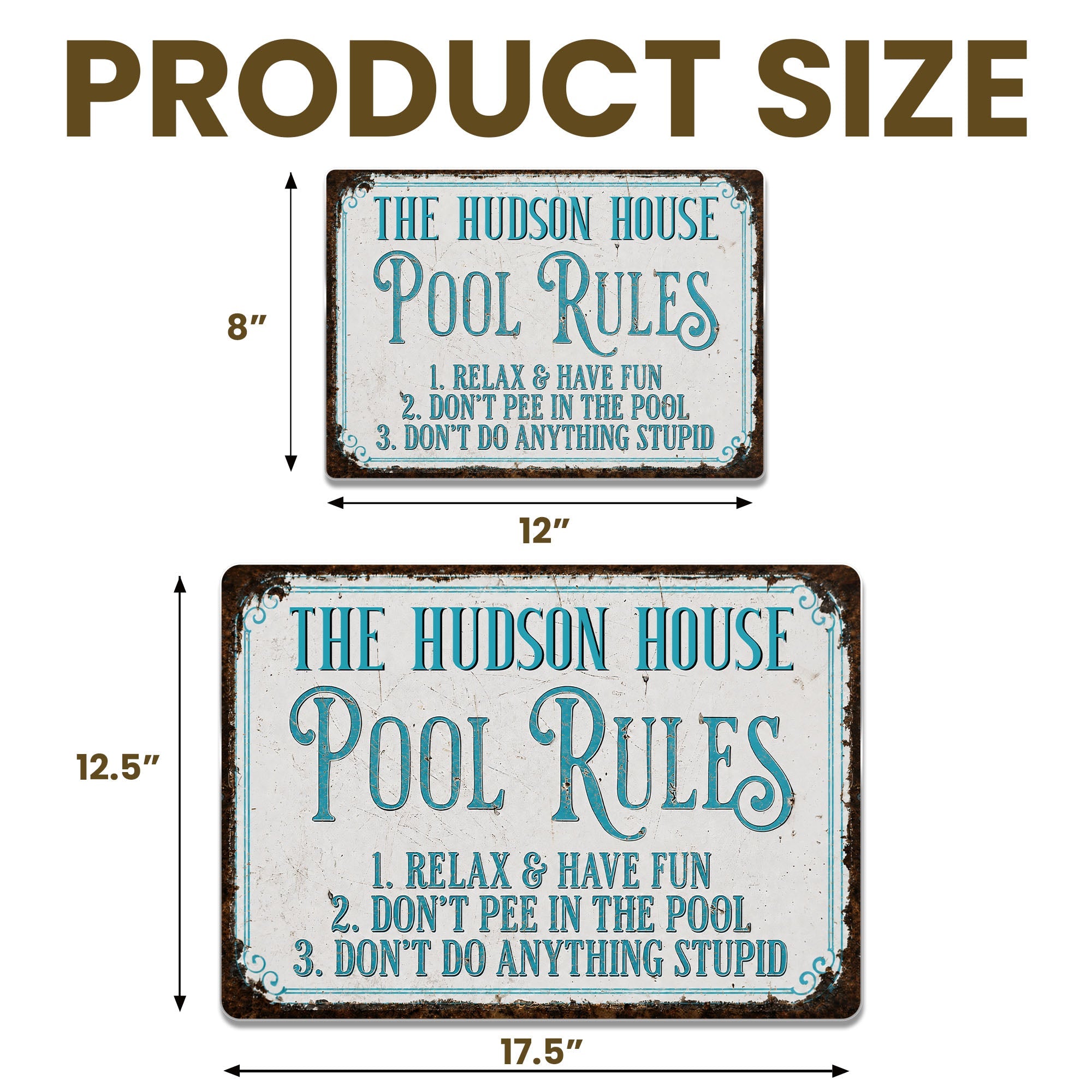 Personalized Metal Pool Rules Sign Custom Family Name Gift Metal Sign GradoCreations