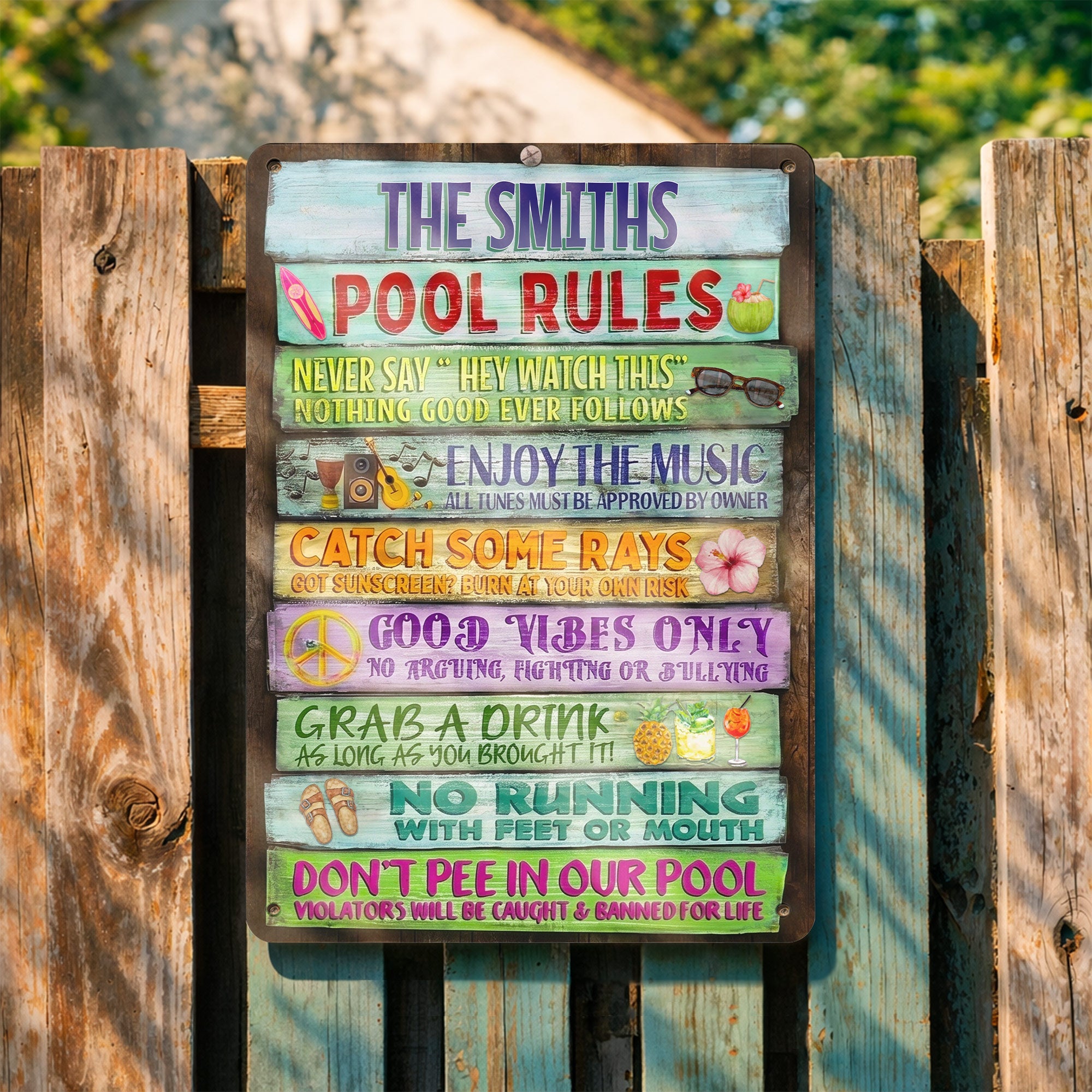 Personalized Metal Sign Custom Family Rules Patio Decor Metal Sign GradoCreations