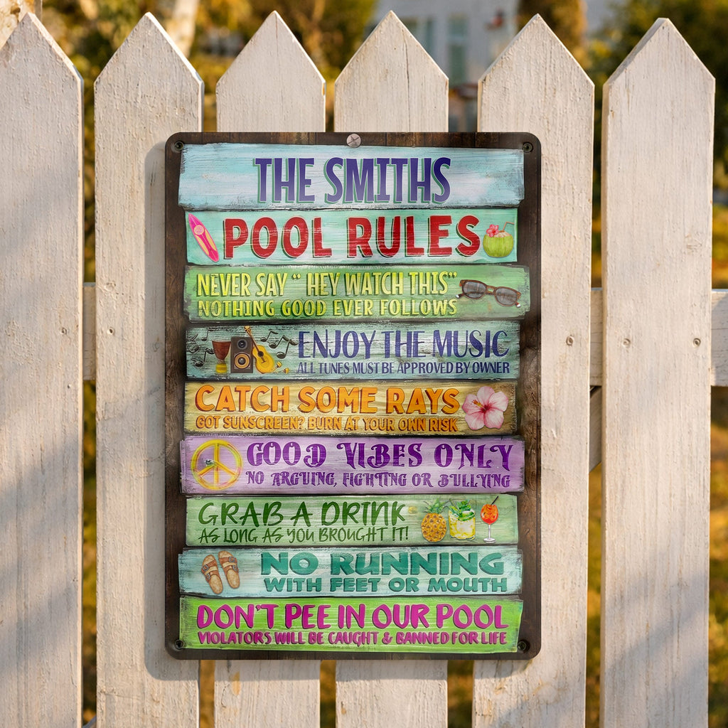 Personalized Metal Sign Custom Family Rules Patio Decor Metal Sign GradoCreations