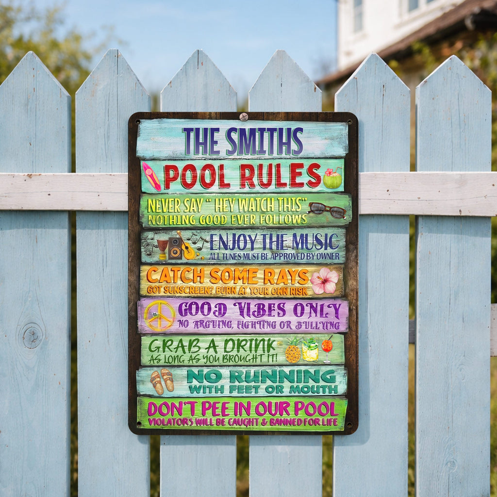 Personalized Metal Sign Custom Family Rules Patio Decor Metal Sign GradoCreations