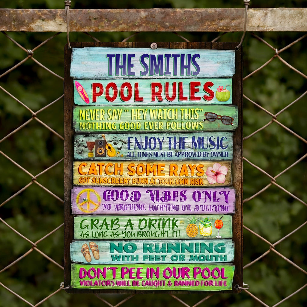 Personalized Metal Sign Custom Family Rules Patio Decor Metal Sign GradoCreations