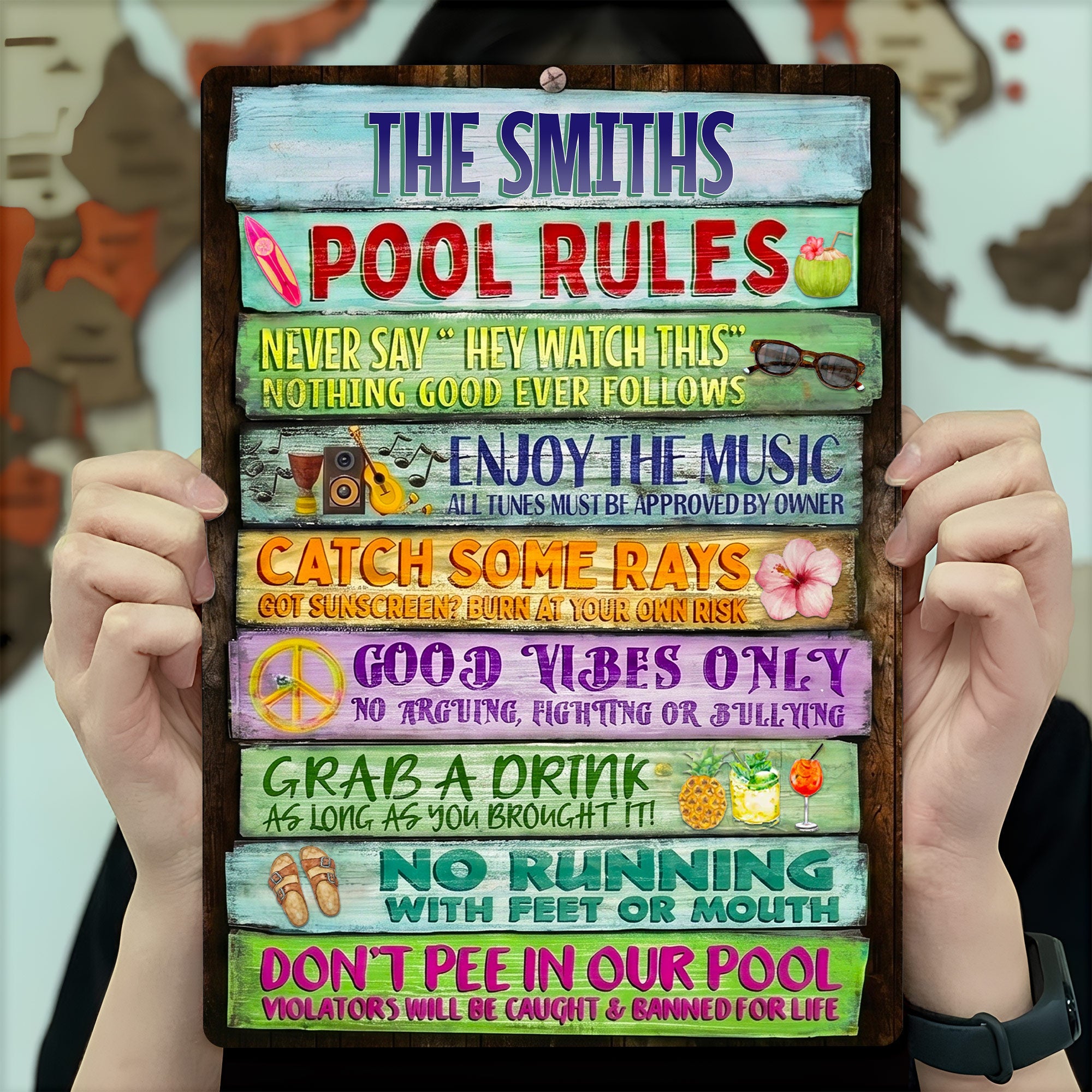 Personalized Metal Sign Custom Family Rules Patio Decor Metal Sign GradoCreations