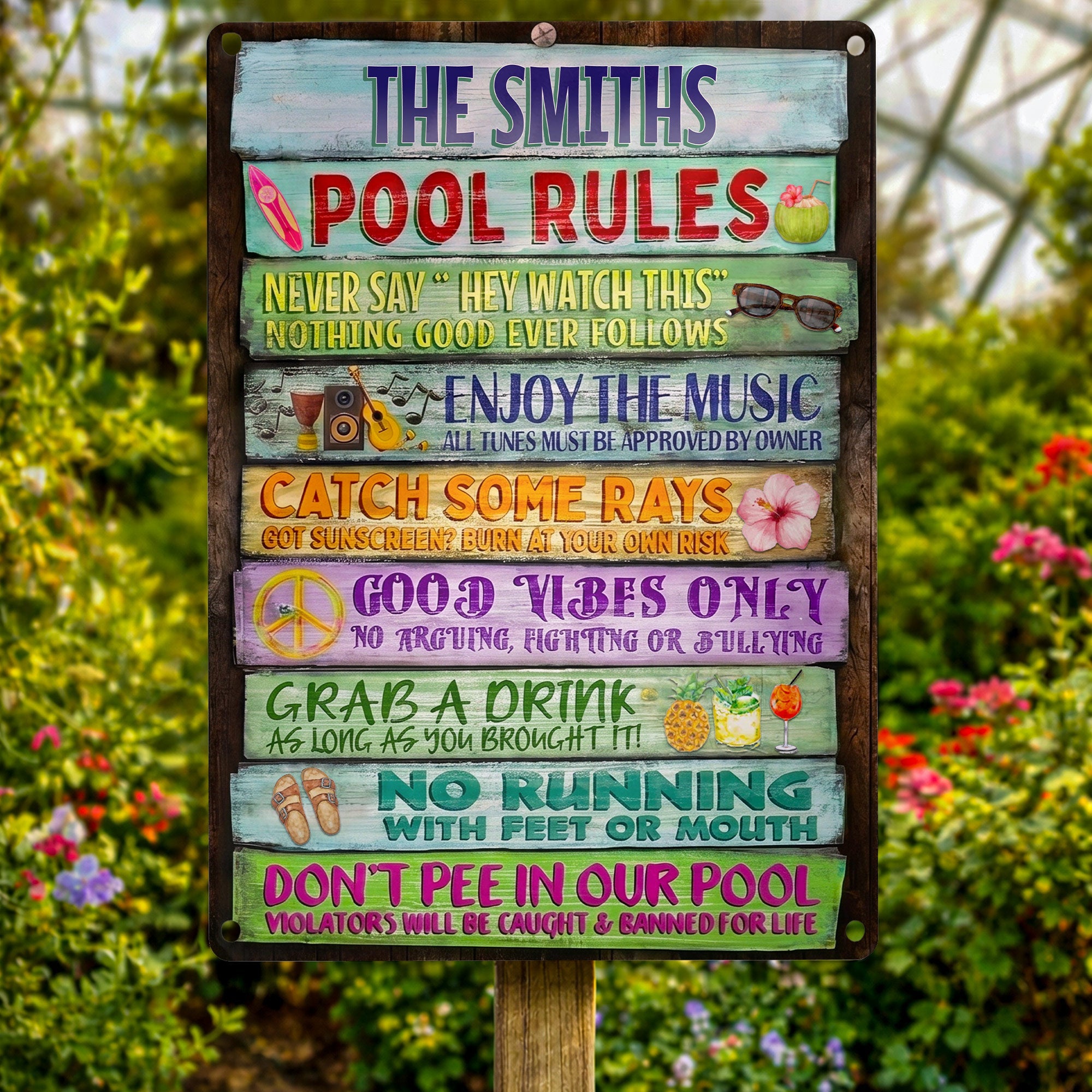 Personalized Metal Sign Custom Family Rules Patio Decor Metal Sign GradoCreations