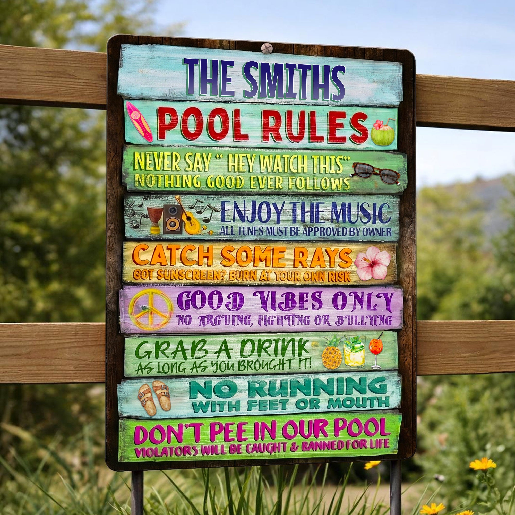 Personalized Metal Sign Custom Family Rules Patio Decor Metal Sign GradoCreations
