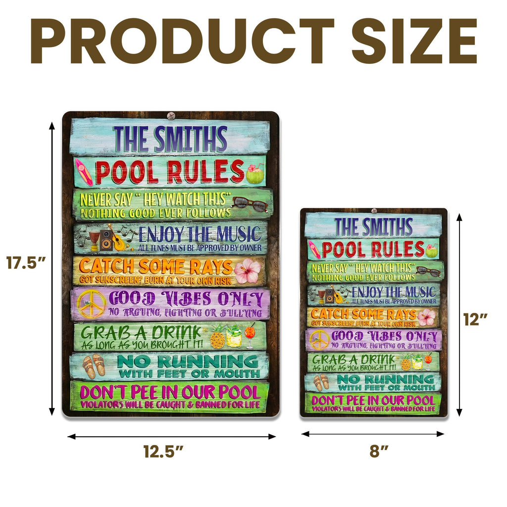 Personalized Metal Sign Custom Family Rules Patio Decor Metal Sign GradoCreations