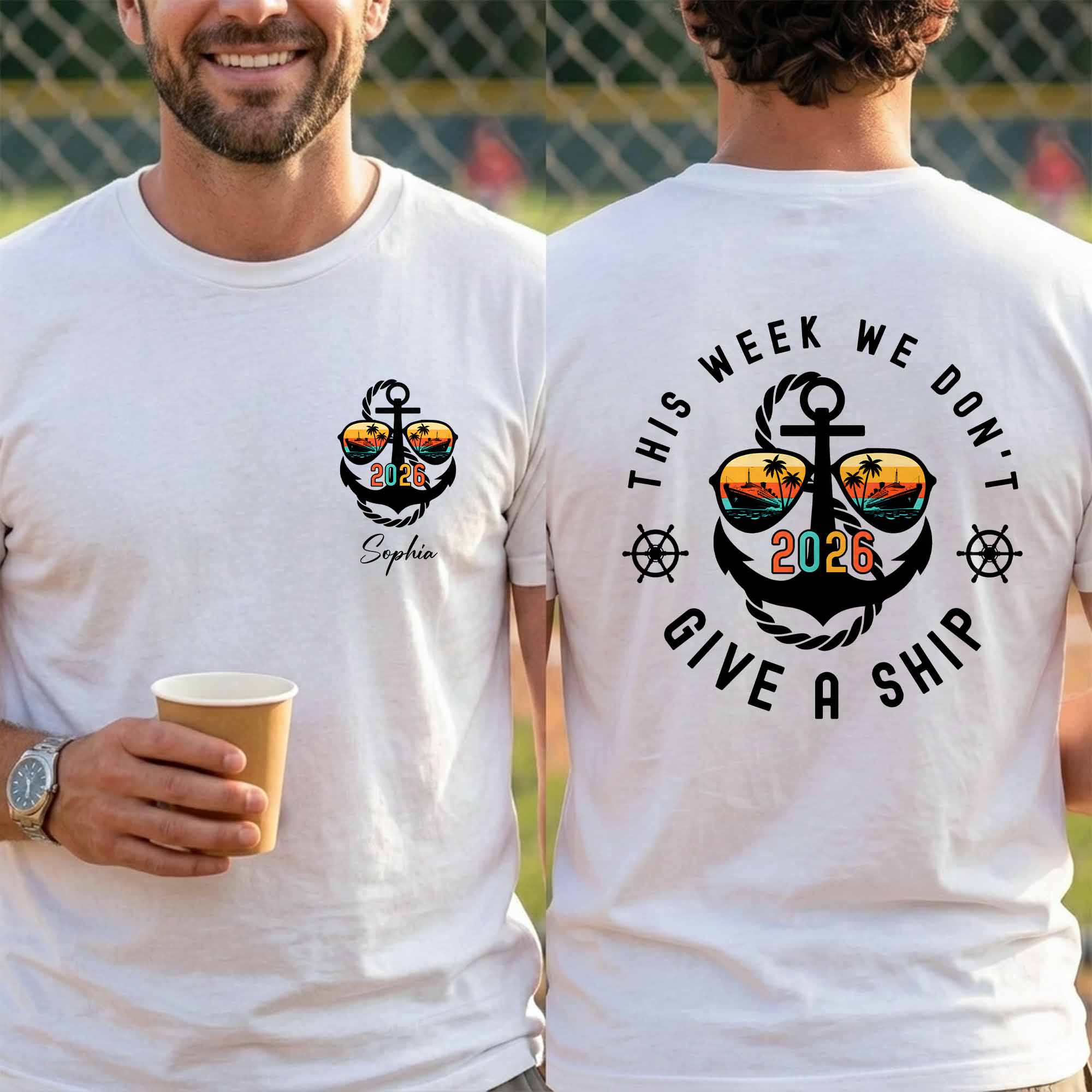 Personalized Custom T-Shirt Anchor Design Gift for Couples T-Shirt Font and Back GradoCreations