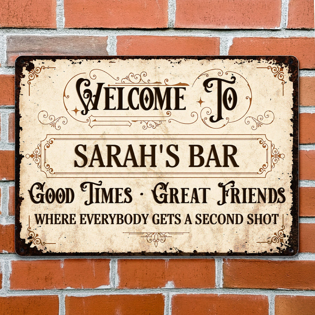 Personalized Metal Sign Custom Name Gift for Bar Decor Metal Sign GradoCreations