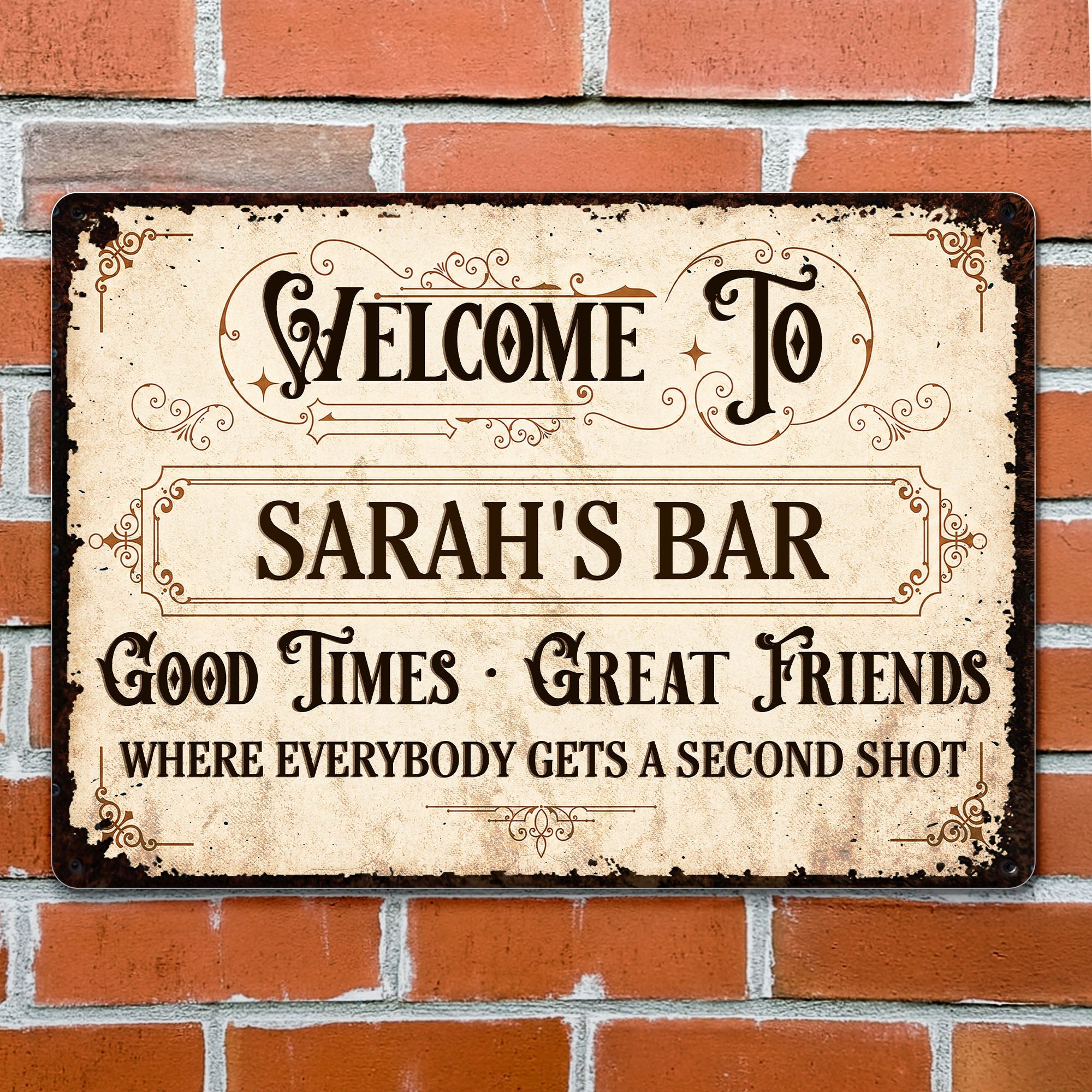 Personalized Metal Sign Custom Name Gift for Bar Decor Metal Sign GradoCreations