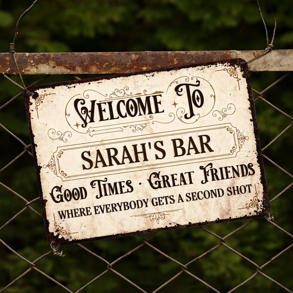 Personalized Metal Sign Custom Name Gift for Bar Decor Metal Sign GradoCreations