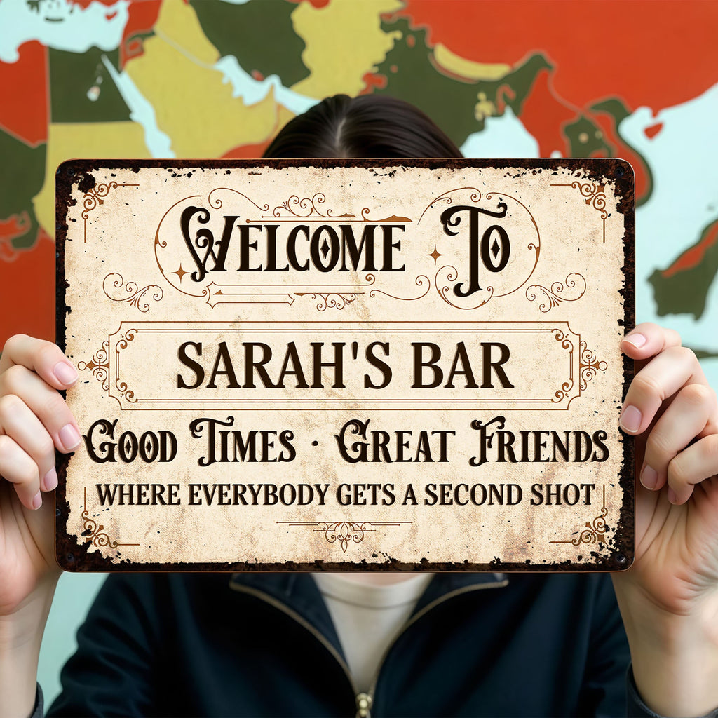 Personalized Metal Sign Custom Name Gift for Bar Decor Metal Sign GradoCreations