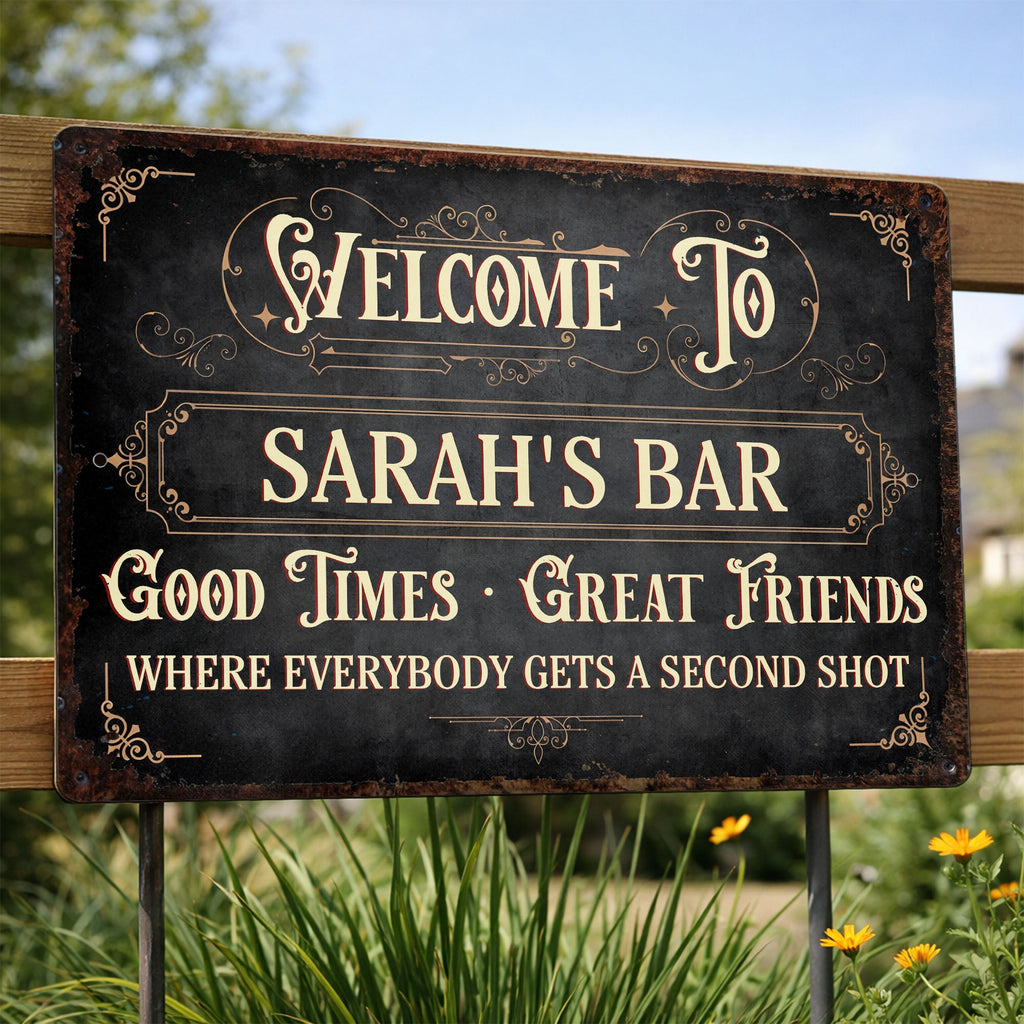 Personalized Metal Sign Custom Name Gift for Bar Decor Metal Sign GradoCreations
