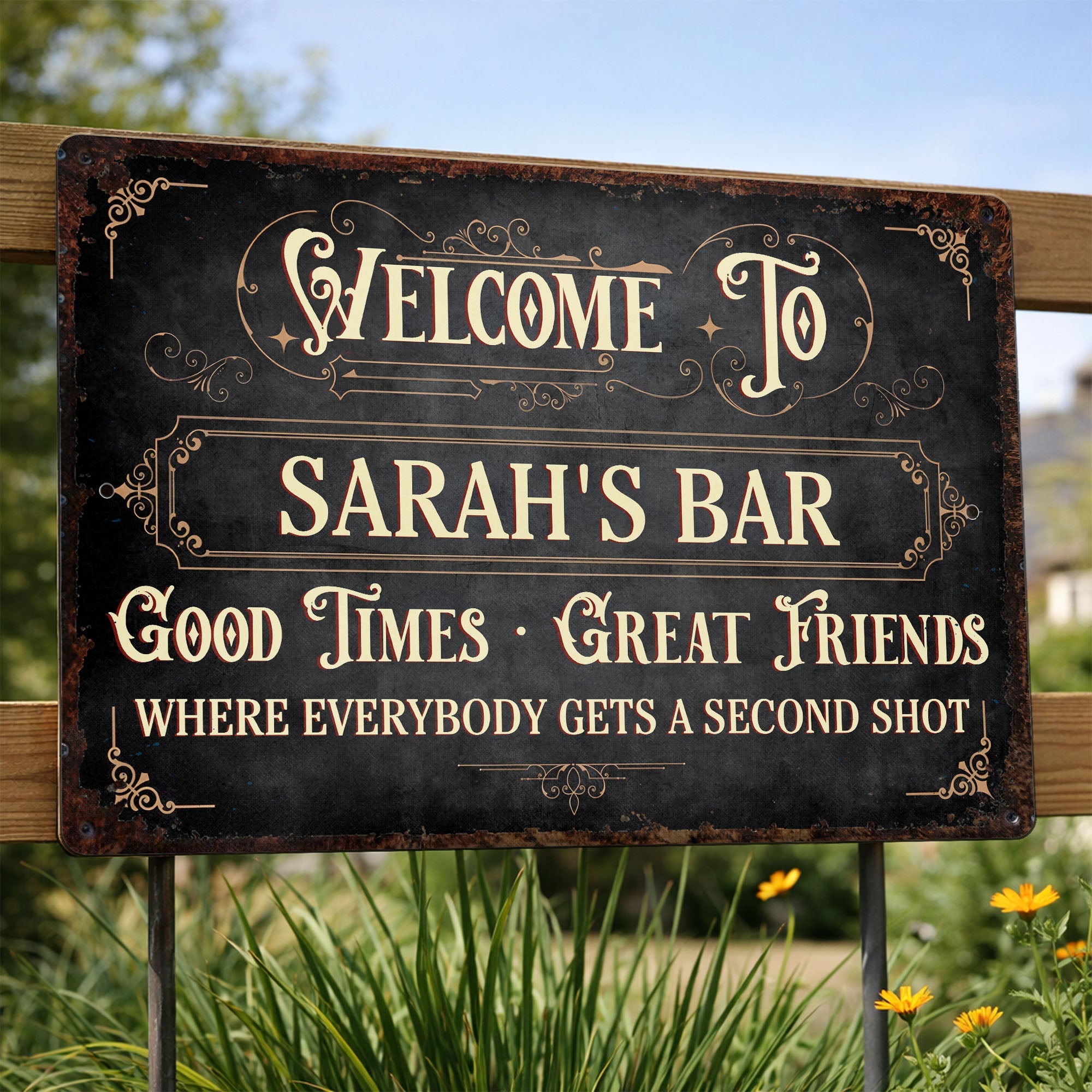 Personalized Metal Sign Custom Name Gift for Bar Decor Metal Sign GradoCreations