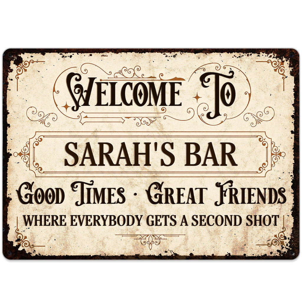 Personalized Metal Sign Custom Name Gift for Bar Decor Metal Sign GradoCreations