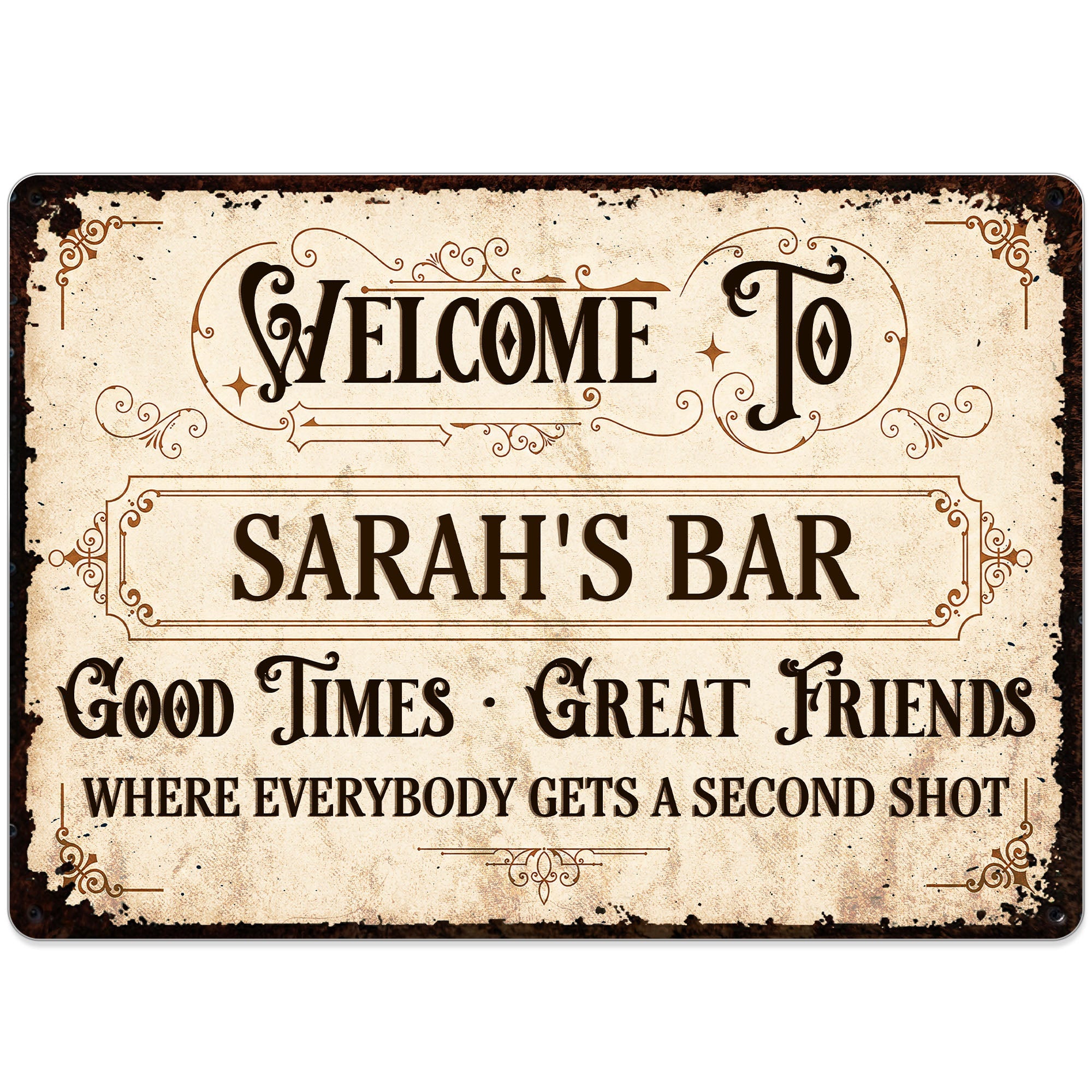 Personalized Metal Sign Custom Name Gift for Bar Decor Metal Sign GradoCreations
