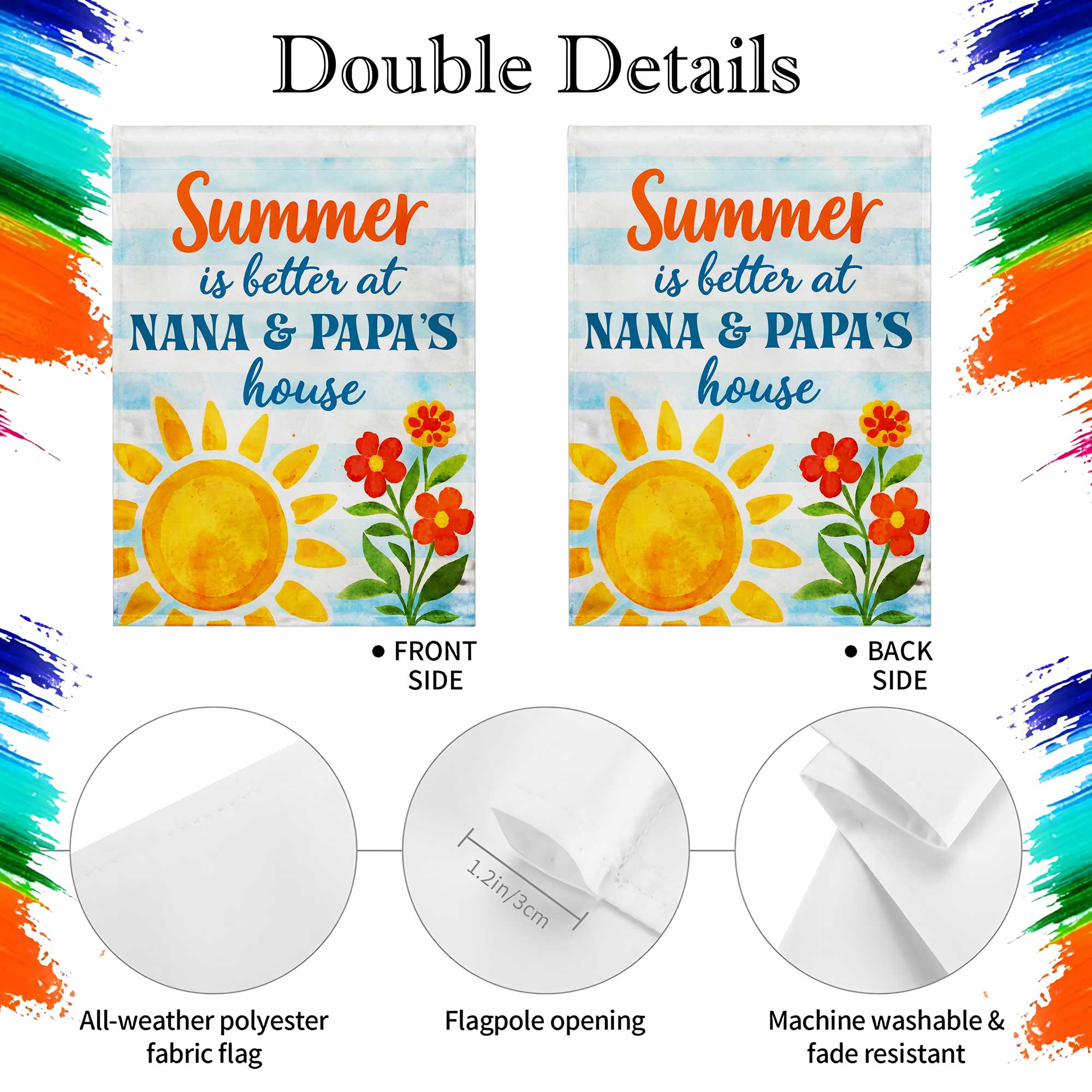 Personalized Double-Sided Garden Flag for Grandparents House Gift