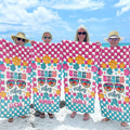 Personalized Beach Towel Custom Name Checkered Design Gift
