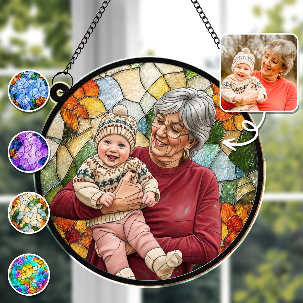 Personalized Photo Suncatcher Custom Gift for Grandma, Mom Suncatcher GradoCreations