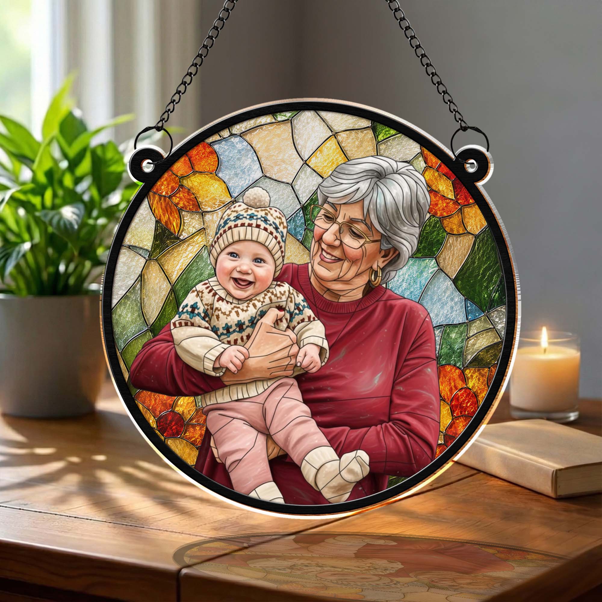 Personalized Photo Suncatcher Custom Gift for Grandma, Mom