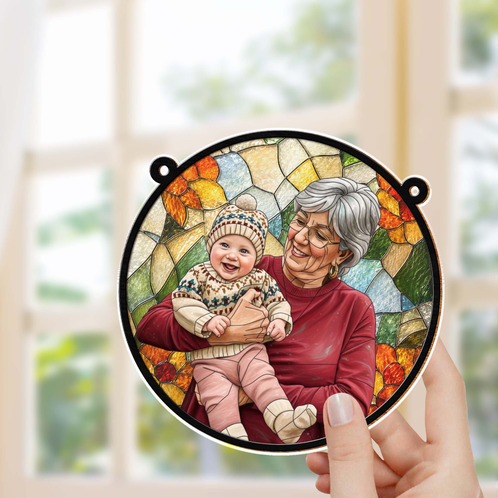 Personalized Photo Suncatcher Custom Gift for Grandma, Mom