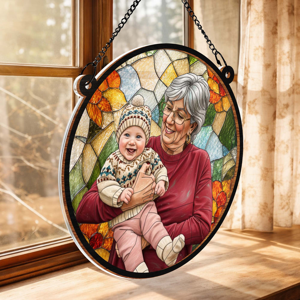 Personalized Photo Suncatcher Custom Gift for Grandma, Mom Suncatcher GradoCreations