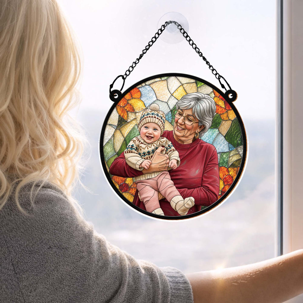 Personalized Photo Suncatcher Custom Gift for Grandma, Mom Suncatcher GradoCreations