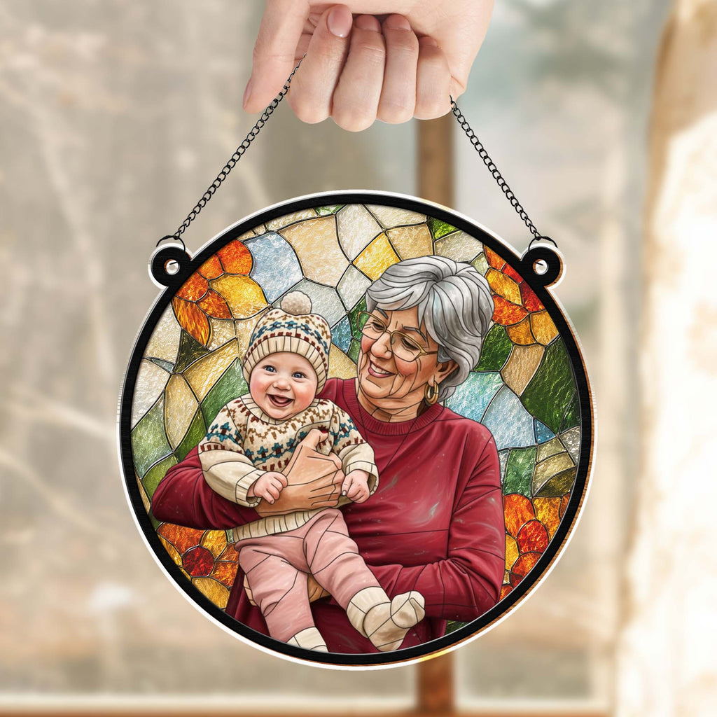 Personalized Photo Suncatcher Custom Gift for Grandma, Mom Suncatcher GradoCreations