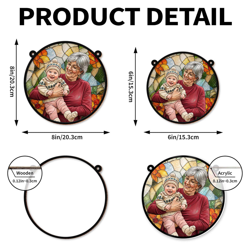 Personalized Photo Suncatcher Custom Gift for Grandma, Mom Suncatcher GradoCreations