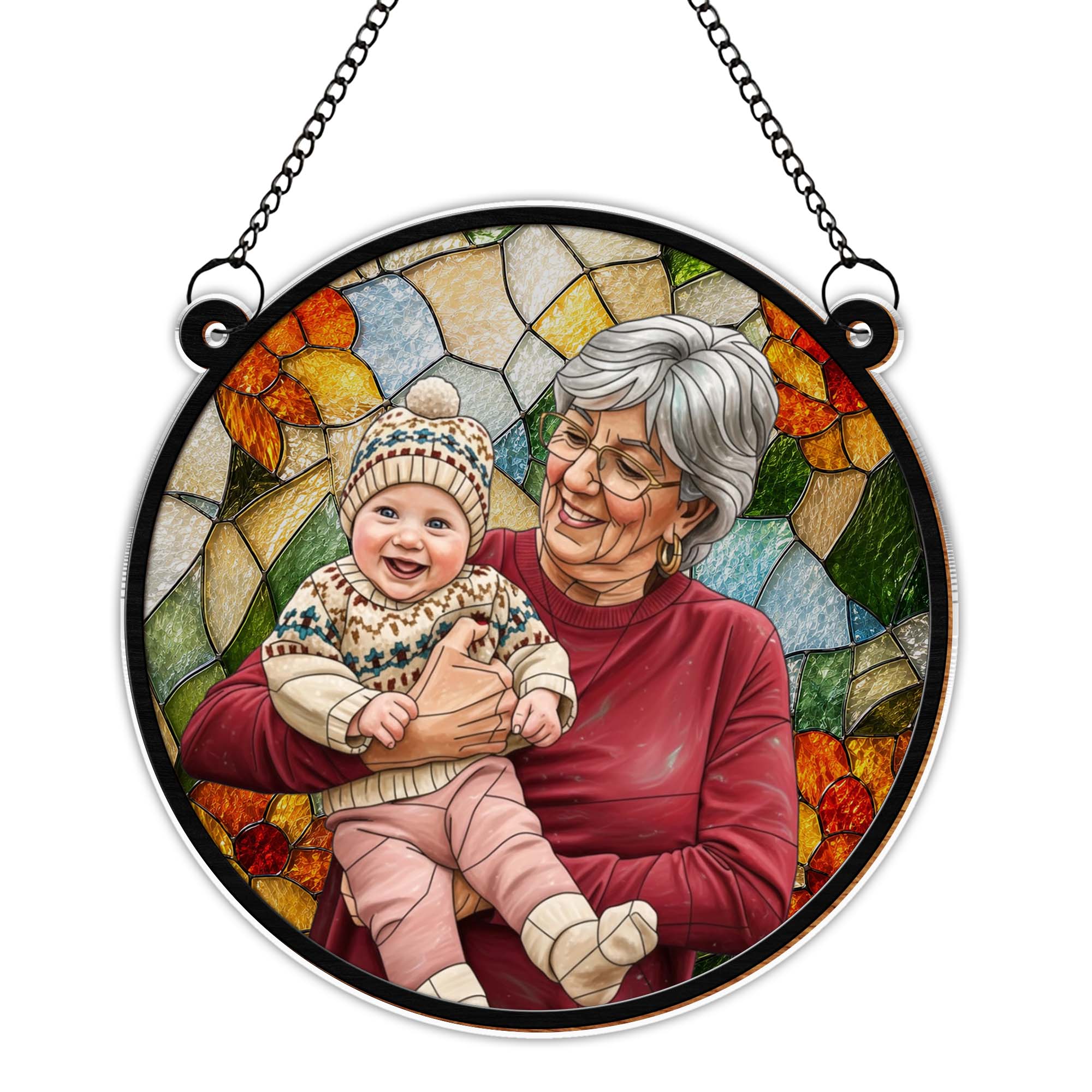 Personalized Photo Suncatcher Custom Gift for Grandma, Mom Suncatcher GradoCreations