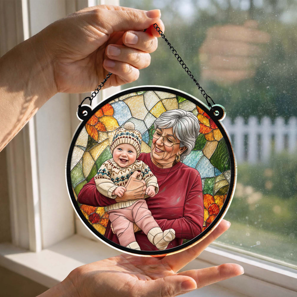 Personalized Photo Suncatcher Custom Gift for Grandma, Mom Suncatcher GradoCreations