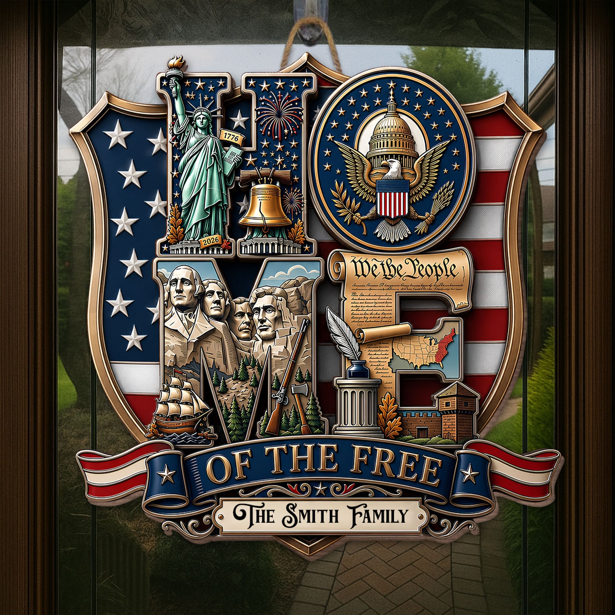 Personalized Patriotic Wood Sign Custom Family Name Gift Wood Sign GradoCreations