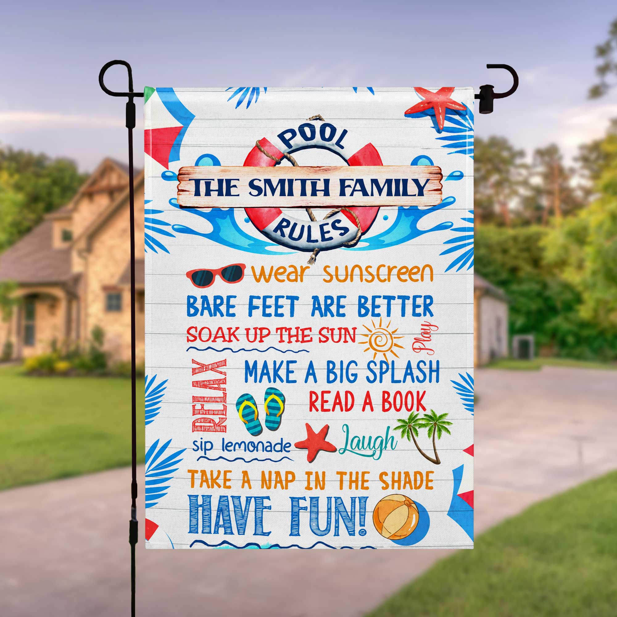 Personalized Garden Flag Custom Family Name Summer Decor Garden Flag GradoCreations